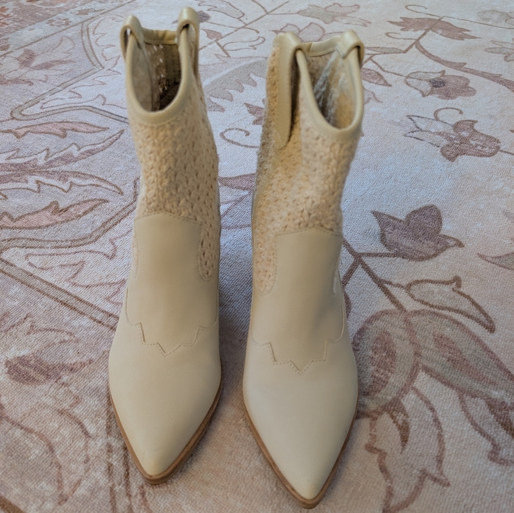 Size 8 Dolce Vita Lacie Western Boot in ivory with a woven upper. - Picture 6 of 8